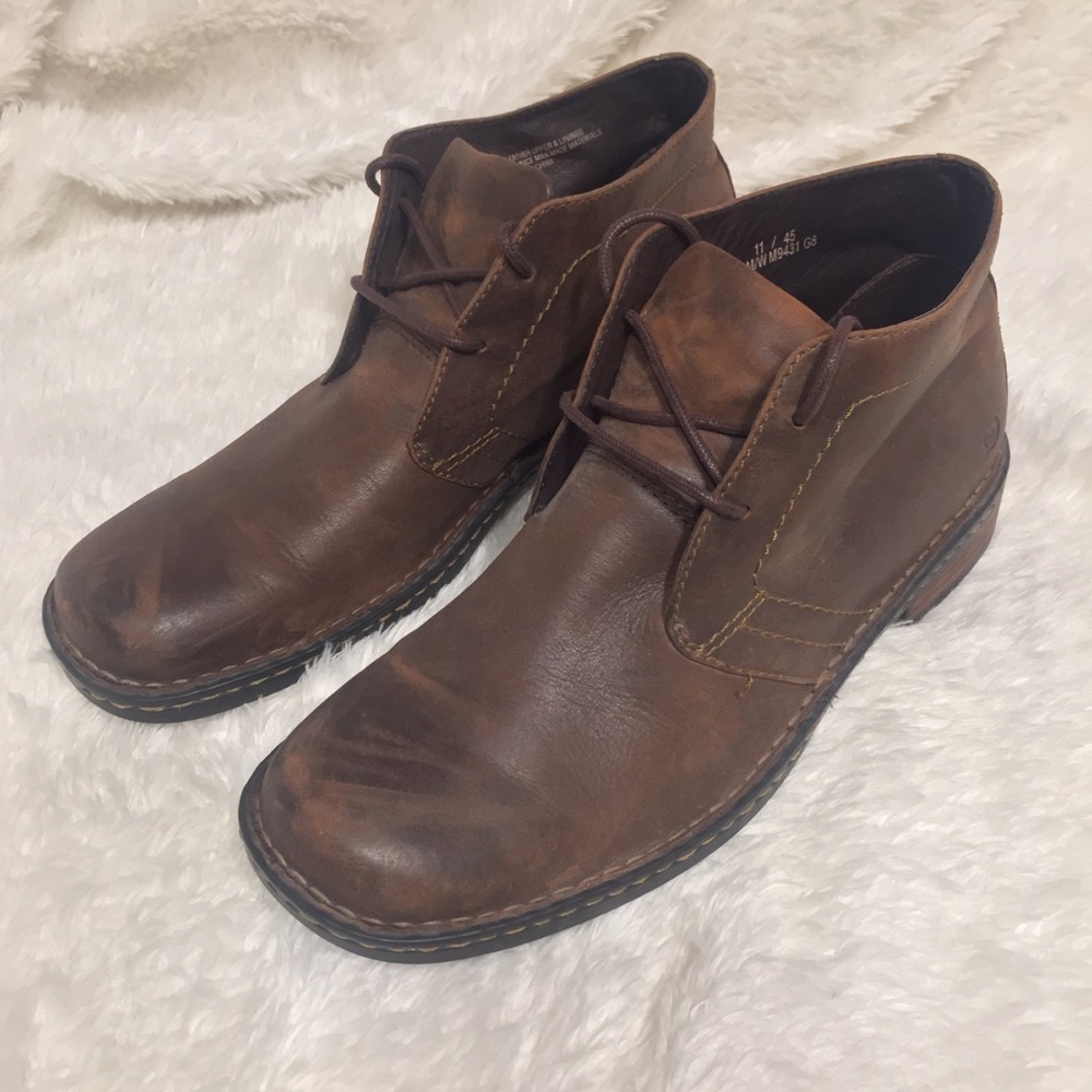 Born Brown Leather Chukka Boots Size 11US 45EU - Picture 5 of 15
